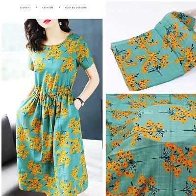 China Blackout Guangzhou fabric 30% rayon 70% floral printed woven cotton fabric blended fabric for woman dress for sale