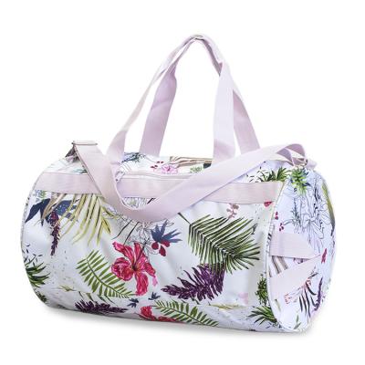 China Lightweight custom logo printing round floral travel duffle weekend girls sublimation gym sports bag for sale