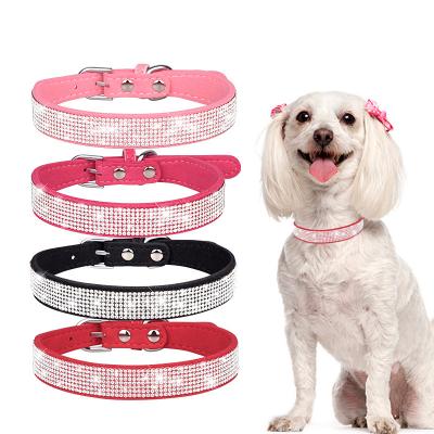 China Shiny JEWELED Diamond Candy Color Cat Dog Collar Multi-row Traction Rope Dog Collar Wholesale Pet Collar for sale