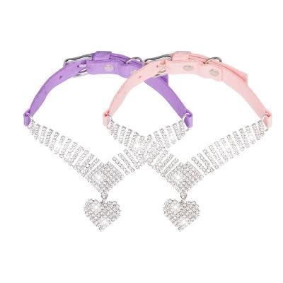 China Wholesale Shiny Bling PU Shiny Collar Mesh Diamond Dog Chain Diamond Buckle JEWELED Dog With Dog Collar Pet Supplies for sale