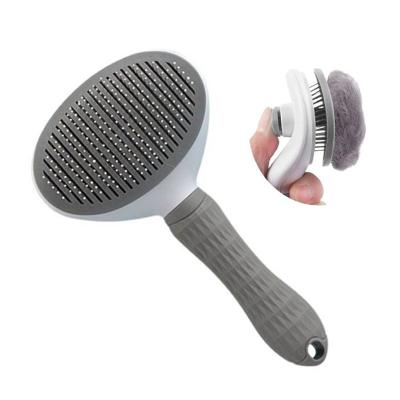 China Sustainable Dog Hair Remover Brush Cat Comb Grooming And Care Dog Sweep Stainless Steel Comb For Long Hair Dogs Self Cleaning Pet Brush for sale