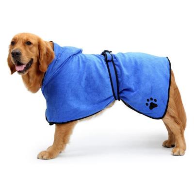 China Viable High Quality Quick Drying Absorbent Dog Bathrobe Soft Microfiber Dog Towel Robe Long Robe Coat for sale