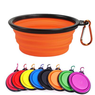 China Silicone Non-Automatic Collapsible Collapsible Travel Outdoor Rising Feeding Water Pet Cat Dog Bowl for sale