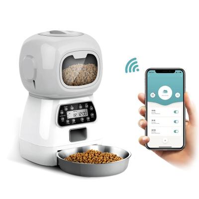 China New Design Smart 3.5L 4 Meal Automatic Robot Cat Dog Bowls Food Dispenser Timed Wifi Auto APP Playback Voice Automatic Pet Feeder for sale