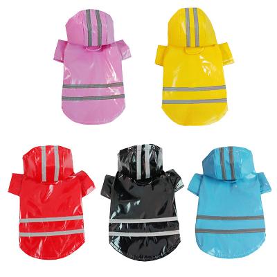 China Wholesale Viable Raincoat With Leash Hole Stripe Reflective Dog Raincoat for sale