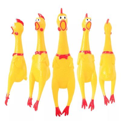 China Custom Viable Screaming Chicken 41cm 30cm 17cm TPR Bite Chew Resistant Squeaky Pet Rubber Chicken Dog Toy for sale