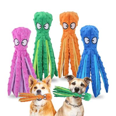 China Wholesale Custom Shape Dog Octopus Stocked Squeaky Toys No Stuffing Plush Dog Cat Toy Pet Chew Toys for sale