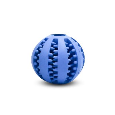 China Stocked Custom Teeth Cleaning Durable Natural Rubber Pet Chew Ball Treat Food Dog Toy for sale