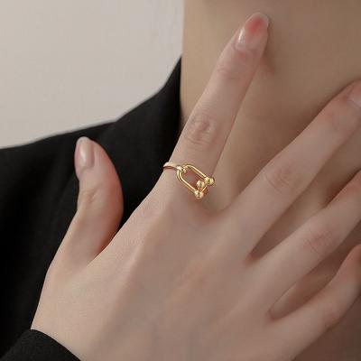 China S925 ring /Geometric opening ring/TRENDY horseshoe accessories/jewelry for sale