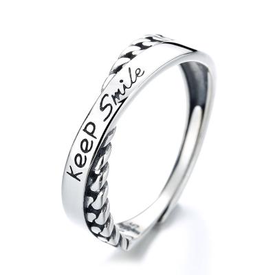 China FASHIONABLE Silver English Letter Cross Ring Fashion Personality Ring S925 for sale