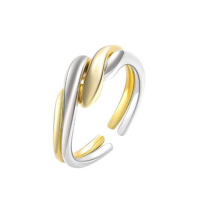 China FASHIONABLE Silver Female Irregular Combination Ring S925 Water Ripple Opening Ring Simple Style Jewelry for sale