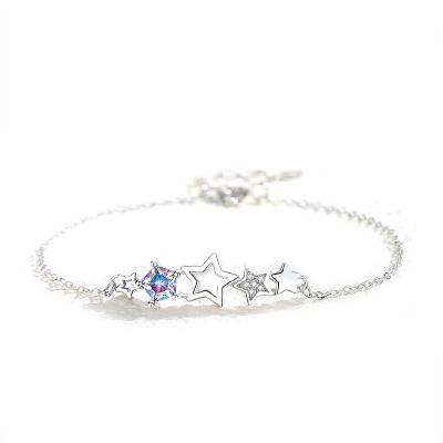 China Women's 925 Sterling Silver Fashion Fantasy Star Bangle Female Central Institute of Statistics Simple Korean Edition Star Bracelet for sale