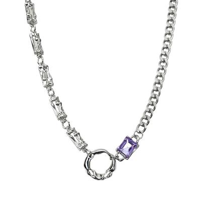 China Diamond Black Diamond Circle Necklace purple simple European and American casual/sports for sale