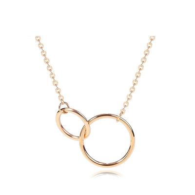 China FASHIONABLE 925 Silver Necklace Set Cross Chain Double Ring Circle Clavicle Chain for sale