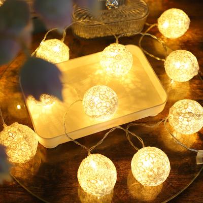 China AC LED string light 3 AAA Battery Copper Wire Fairy Light String Led Hanging Christmas Lace Cotton Ball Lights String For Home Decorate for sale