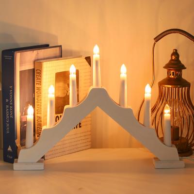 China AC LED light LDE candlestick Plastic candle bridge lamp wooden arch candle lamp table lamp decorative Church of the Nativity for sale