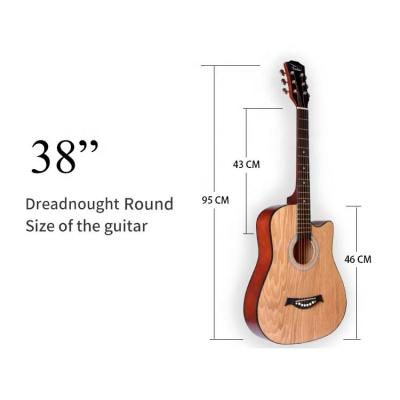 China ASH China Manufacturer Folk Colorful Design 6 String Guitar 38inch Acoustic Guitar For Beginner for sale