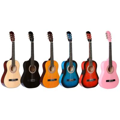 China Hot selling plywood basswood 34 inch colorful vintage classical guitars with basswood for sale