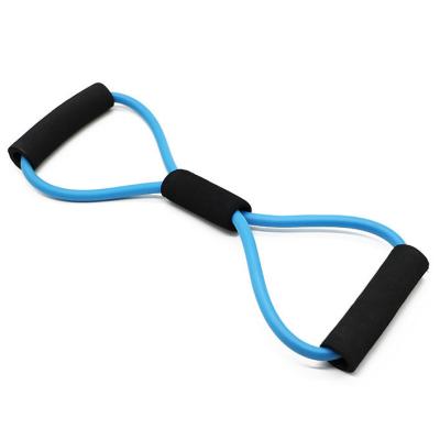 China Hand Power Building Muscle Exercising Yoga Accessories Fitness Chest Elastic Expander 8 Resistance Shaped Bands With Handle for sale