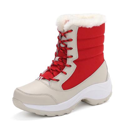 China Around 2022 winter plush upper women high shoes lace up soft waterproof boots women's snow fashion cotton shoes for sale