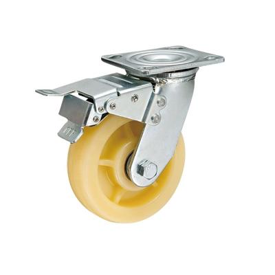 China 4 5 6 8 Inch Trolley Double Industrial Brake 300KG Good Quality Heavy Duty Nylon Industrial Swivel Casters Rigid Wheels for sale