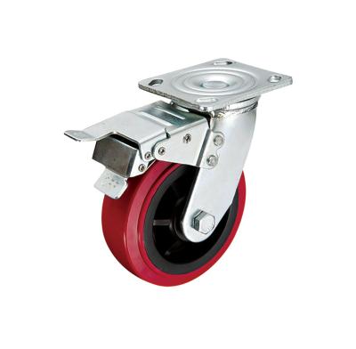 China Good PU Caster Wheel 5/6/8 Inch Trolley Castor Wheel High Quality Heavy Duty Polyurethane Caster Wheels Flat Free For 1000kg for sale