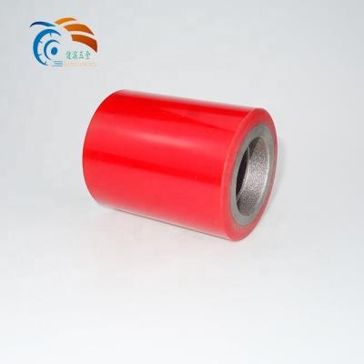 China 80*70mm and 180*50mm load capacity 200-450kg high quality PU material PIVOT bearings orange red forklift caster wheel for sale