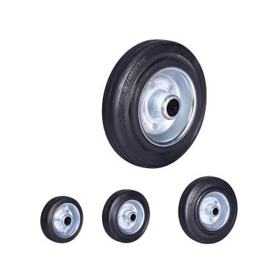 China 8 Inch 200mm Large Box Bin Conveyor Roller Caster Wheels 6inch 160mm Rigid Black Rubber Single Wheel 120kg for sale