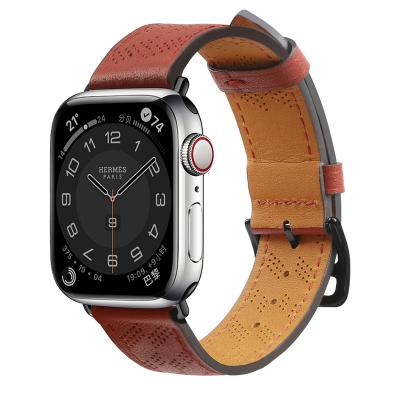 China New Soft Breathable Apple Watch Sports Strap 44mm40mm Perforated Leather Strap Ultra 49mm 45mm 41mm For iwatch87654321 for sale