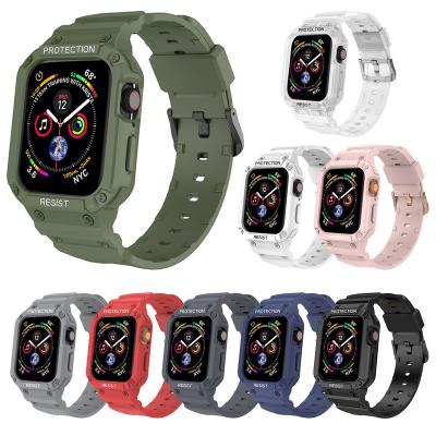 China TPU Strap Apple Watch Strap Silicone Solid Color TPU Built-in Transparent Anti-fall Suitable For iwatch8765432se Strap Factory Wholesale for sale