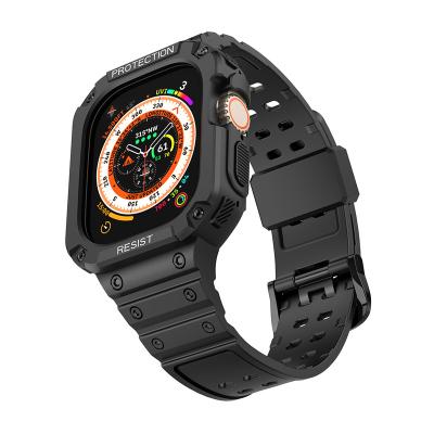 China Black TPU Strap Apple Watch Integrated Strap Drop Resistant Solid Color Cases 49MM For Apple Watch Strap iwatch Ultra Strap Ultra for sale