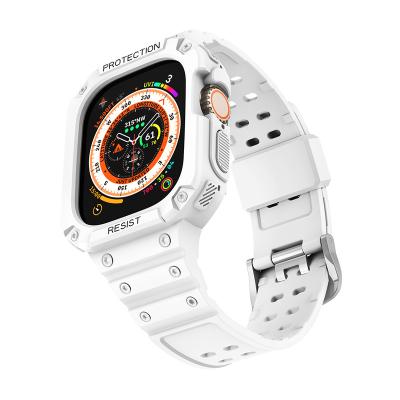 China White TPU Strap Apple Watch Integrated Strap Drop Resistant Solid Color Cases 49MM For Apple Watch Strap iwatch Ultra Strap Ultra for sale