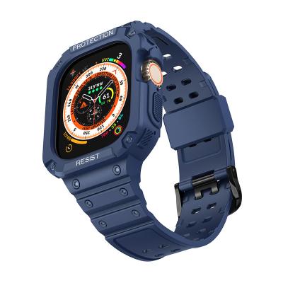 China Blue TPU Strap Apple Watch Integrated Strap Drop Resistant Solid Color Cases 49MM For Apple Watch Strap iwatch Ultra Strap Ultra for sale