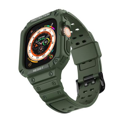 China TPU Strap Green Apple Watch TPU Integrated Strap Drop Resistant Solid Color Cases 49MM For Apple Watch Strap iwatch Ultra Strap Ultra for sale