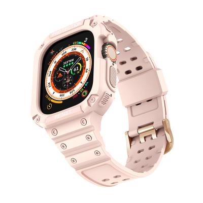 China TPU Strap Powder Apple Watch Integrated Strap TPU Drop Resistant Solid Color Cases 49MM For Apple Watch Strap iwatch Ultra Strap Ultra for sale