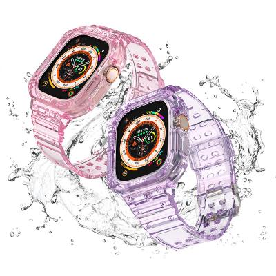 China Transparent Color Sport Band 49MM Drop Proof Apple Watch Strap Integrated TPU Strap For Apple Watch Band iwatch Ultra for sale