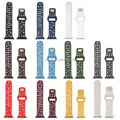 China Silicone Strap Silicone Band Sports Soft Breathable Solid Color Alphabet Band 38/40/41/44/45/49mm For Apple Watch Band iwatch Ultra 87654321SE for sale