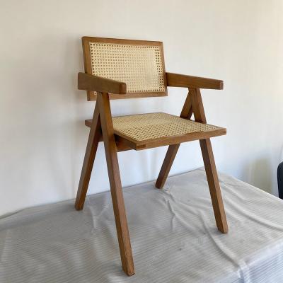 China New eco-friendly simple design solid wood rattan indoor solid wood armchair dining chair for sale for sale