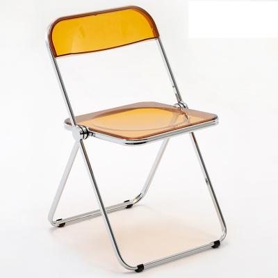 China Eco-friendly Modern Transparent Acrylic Folding Chair Plastic Chairs Wedding Dining Chair With Metal for sale