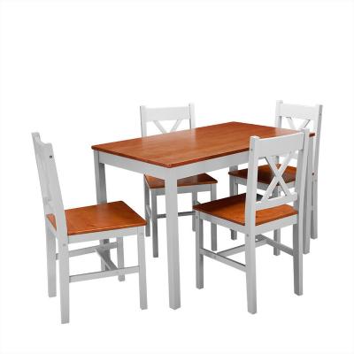 China Factory Direct Sales Eco - Friendly Solid Pine Wood Dining Sets for sale