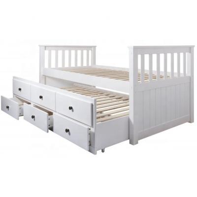 China Furniture factory direct sale solid wood day bed with pull out drawers and roll out underbed for sale