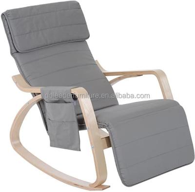 China Recliner Adjustable Wooden Chaise Lounge Rocking Lounger (Other) Seat with adjustalbe footrest and side pocket for sale