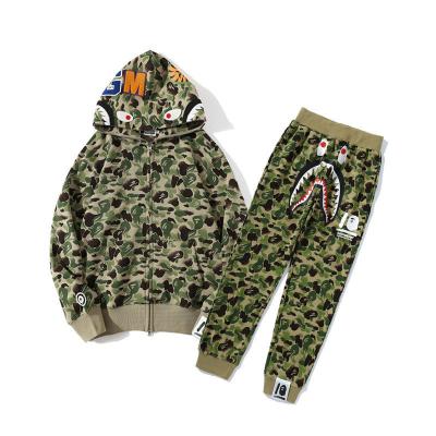 China High Quality Trend Waterproof Unisex Casual Luminous Style Fashion Street Suit Camouflage Bape Set Hip Hop Set for sale