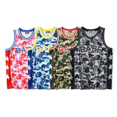 China Camouflage Star Style Summer Trend Bape Suit Sports New Fashion Anti-wrinkle Quick-drying Loose Suit Unisex Breathable Basketball Vest for sale