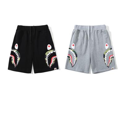 China BAPE Good Quality Breathable Shorts Side Half Red Eye Camouflage Green Mouth Print Shark Drawstring Hip Hop Style Street Loose Shorts for sale