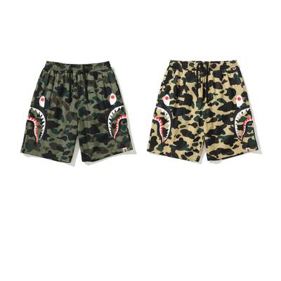 China 2023 Summer Breathable New BAPE Shorts Side Shark Mouth Print Fashion 100% Cotton Plus Size Camouflage Custom Loose Shorts for sale