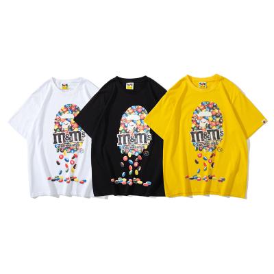 China 2021 Wholesale High Quality Tee Fashion Anti-Wrinkle Monkey Yellow BAPE M&M T-Shirt Head For Adult Men for sale