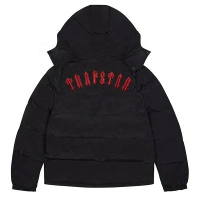 China Winter Trapstar London Warm Hoodie Detachable Down Hooded Jacket Men Waterproof - Good Quality 1:1 Letter Embroidered Coat Red Black for sale