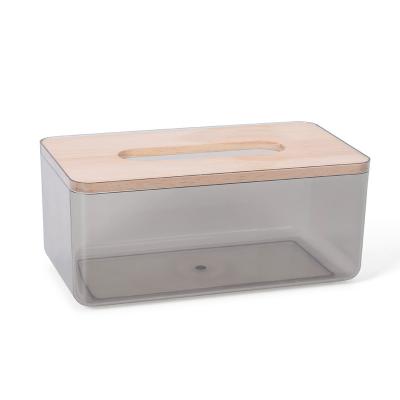 China 2021 Cute Art Decor Rectangle Cover Decorative Clear Plastic Luxury Wooden Car Tissue Box for sale