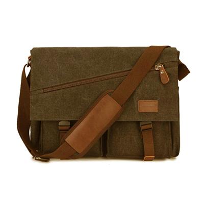 China Men's Messenger Bag Leather Canvas Men's Messenger Bags Business Laptop Bag Messenger Shoulder Bag for sale